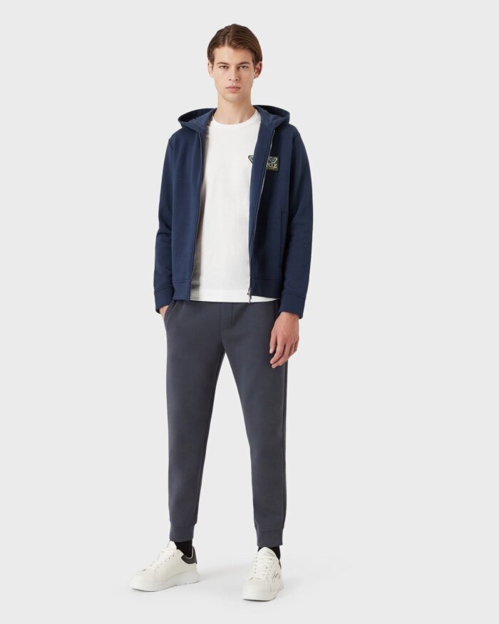 Emporio Armani Emoji Recycle Zipped, Hooded, Recycled-Jersey Sweatshirt
