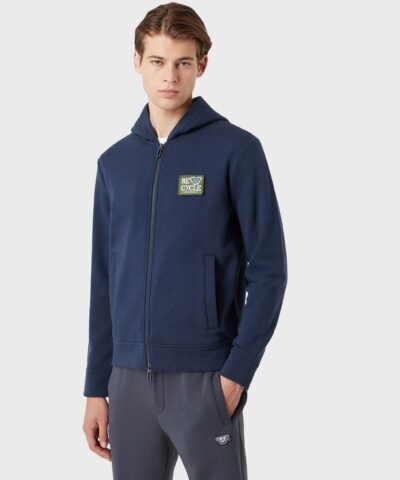 Emporio Armani Emoji Recycle Zipped, Hooded, Recycled-Jersey Sweatshirt