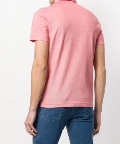 Canali Men's Red Short-sleeve Polo Shirt, Red