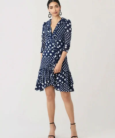 DVF Paloma Ruffled Nylon Mesh Wrap Dress