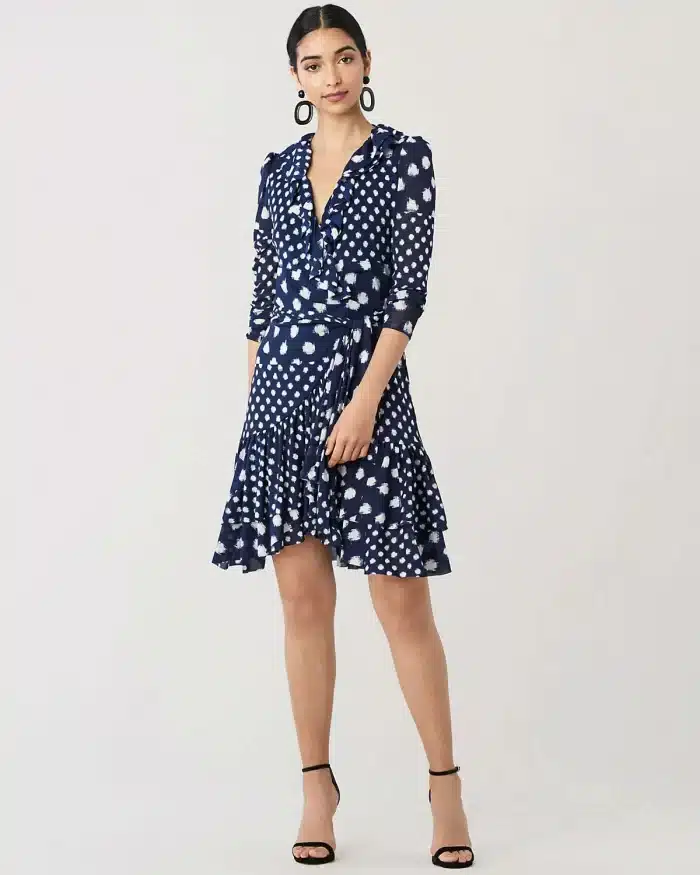 DVF Paloma Ruffled Nylon Mesh Wrap Dress