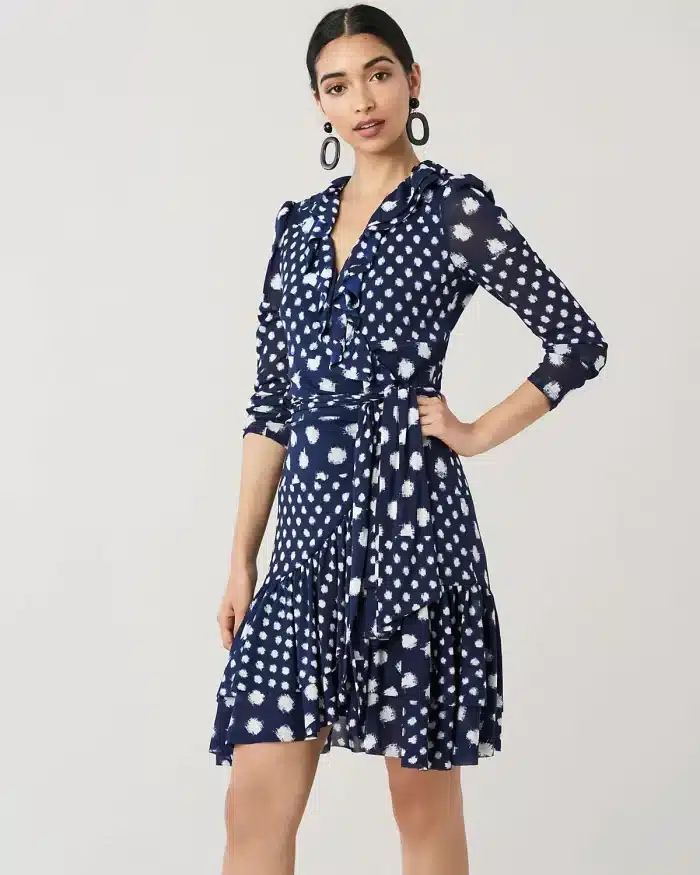 DVF Paloma Ruffled Nylon Mesh Wrap Dress