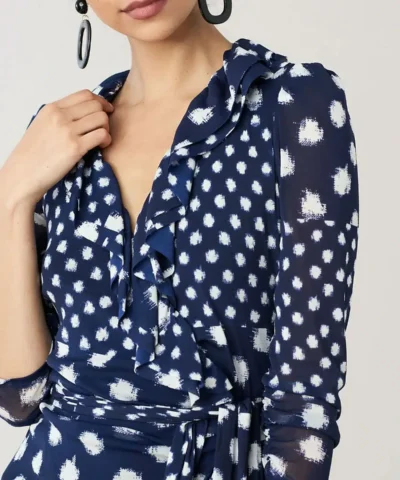 DVF Paloma Ruffled Nylon Mesh Wrap Dress