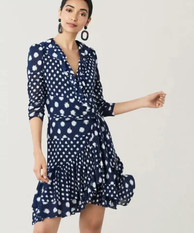 DVF Paloma Ruffled Nylon Mesh Wrap Dress