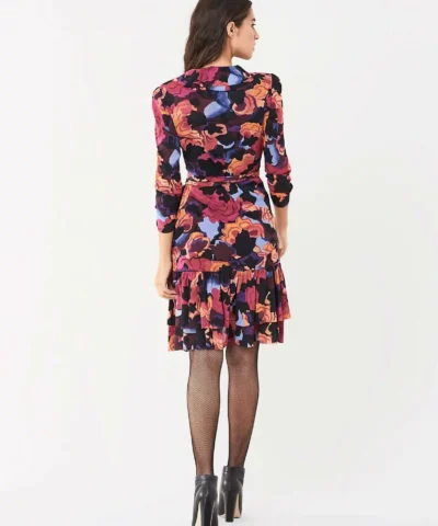 DVF Paloma Ruffled Mesh Wrap Dress