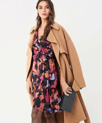 DVF Paloma Ruffled Mesh Wrap Dress