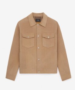 The Kooples Double-Sided Wool Jacket With Beige Pockets