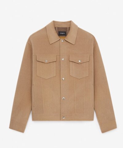 The Kooples Double-Sided Wool Jacket With Beige Pockets