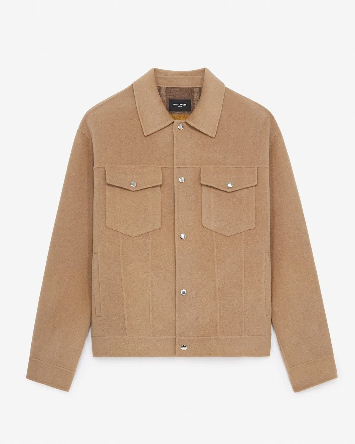 The Kooples Double-Sided Wool Jacket With Beige Pockets