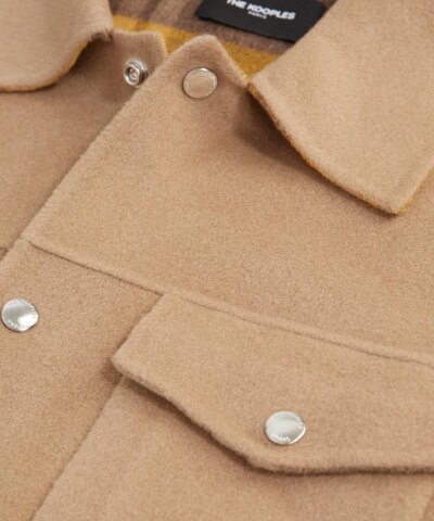 The Kooples Double-Sided Wool Jacket With Beige Pockets