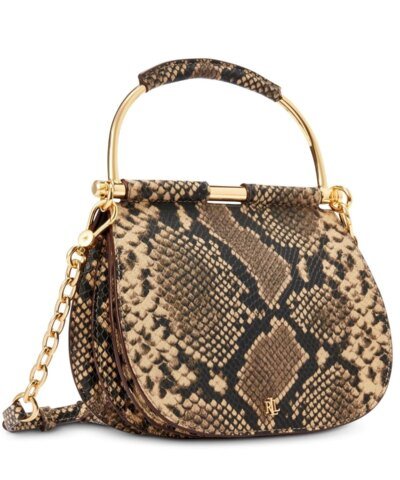 Lauren Ralph Lauren Mason Snake-Embossed Leather Satchel