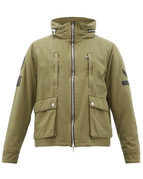 Amiri Military Cotton Canvas Jacket With Leather Patches