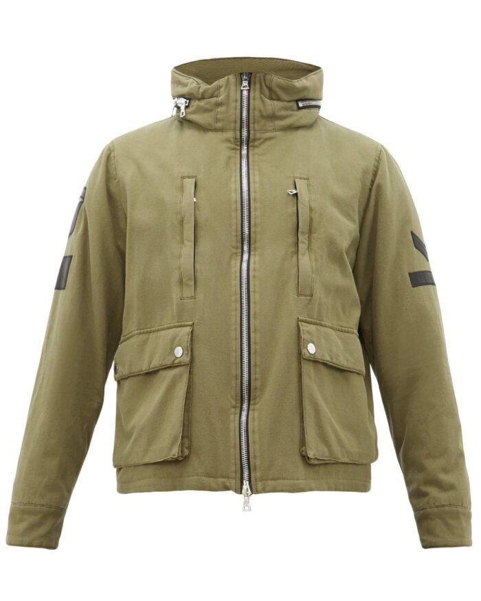 Amiri Military Cotton Canvas Jacket With Leather Patches