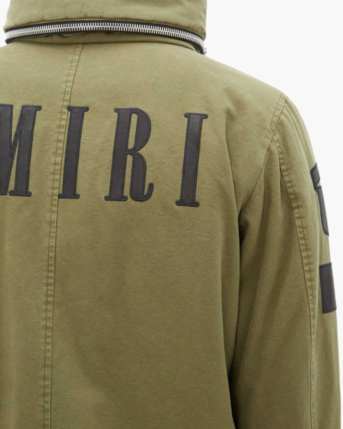 Amiri Military Cotton Canvas Jacket With Leather Patches