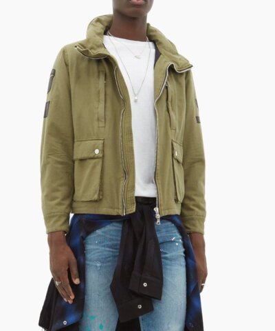 Amiri Military Cotton Canvas Jacket With Leather Patches
