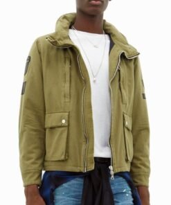 Amiri Military Cotton Canvas Jacket With Leather Patches
