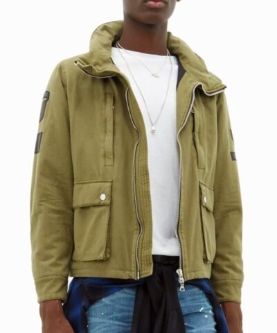 Amiri Military Cotton Canvas Jacket With Leather Patches