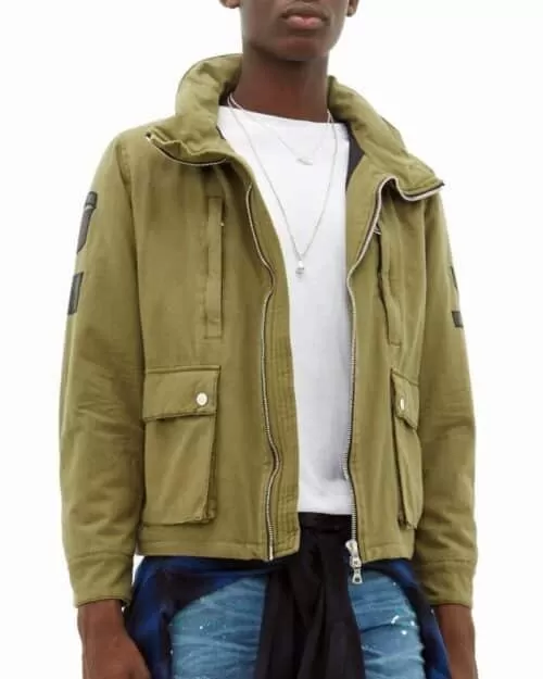 Amiri Military Cotton Canvas Jacket With Leather Patches