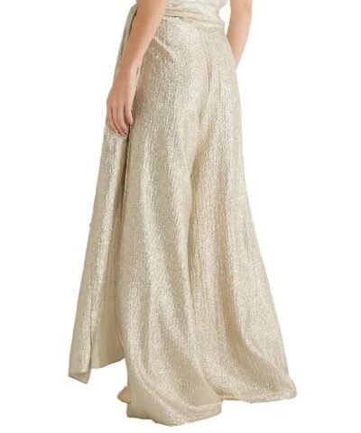 OSCAR DE LA RENTA Silk-blend lamé wide-leg pants