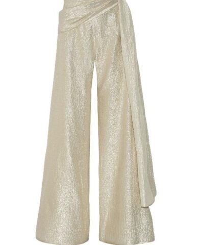 OSCAR DE LA RENTA Silk-blend lamé wide-leg pants