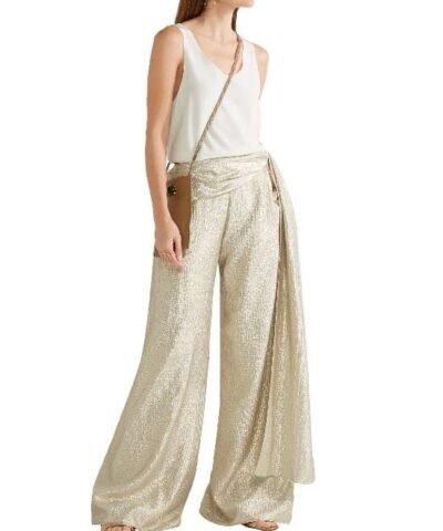 OSCAR DE LA RENTA Silk-blend lamé wide-leg pants