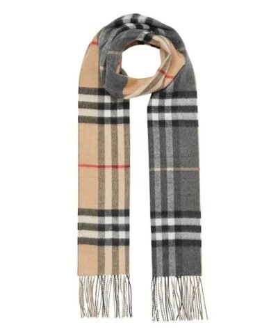 Burberry Long Reversible Check Double-Faced Cashmere Scarf