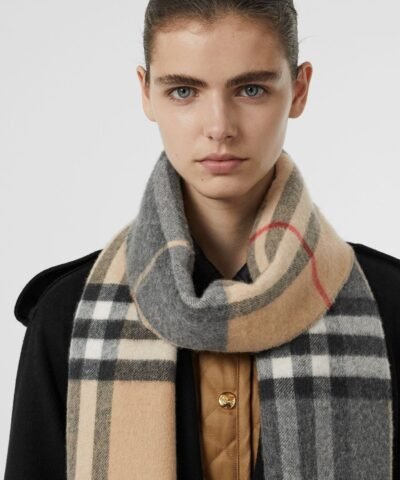 Burberry Long Reversible Check Double-Faced Cashmere Scarf