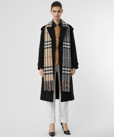 Burberry Long Reversible Check Double-Faced Cashmere Scarf