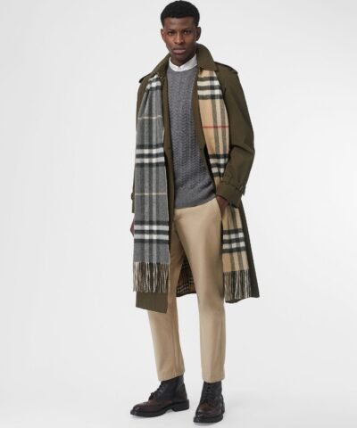 Burberry Long Reversible Check Double-Faced Cashmere Scarf