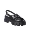 Prada Black Lug-Sole Leather Platform Slingback Sandals