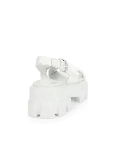 Prada White Lug-Sole Leather Platform Slingback Sandals