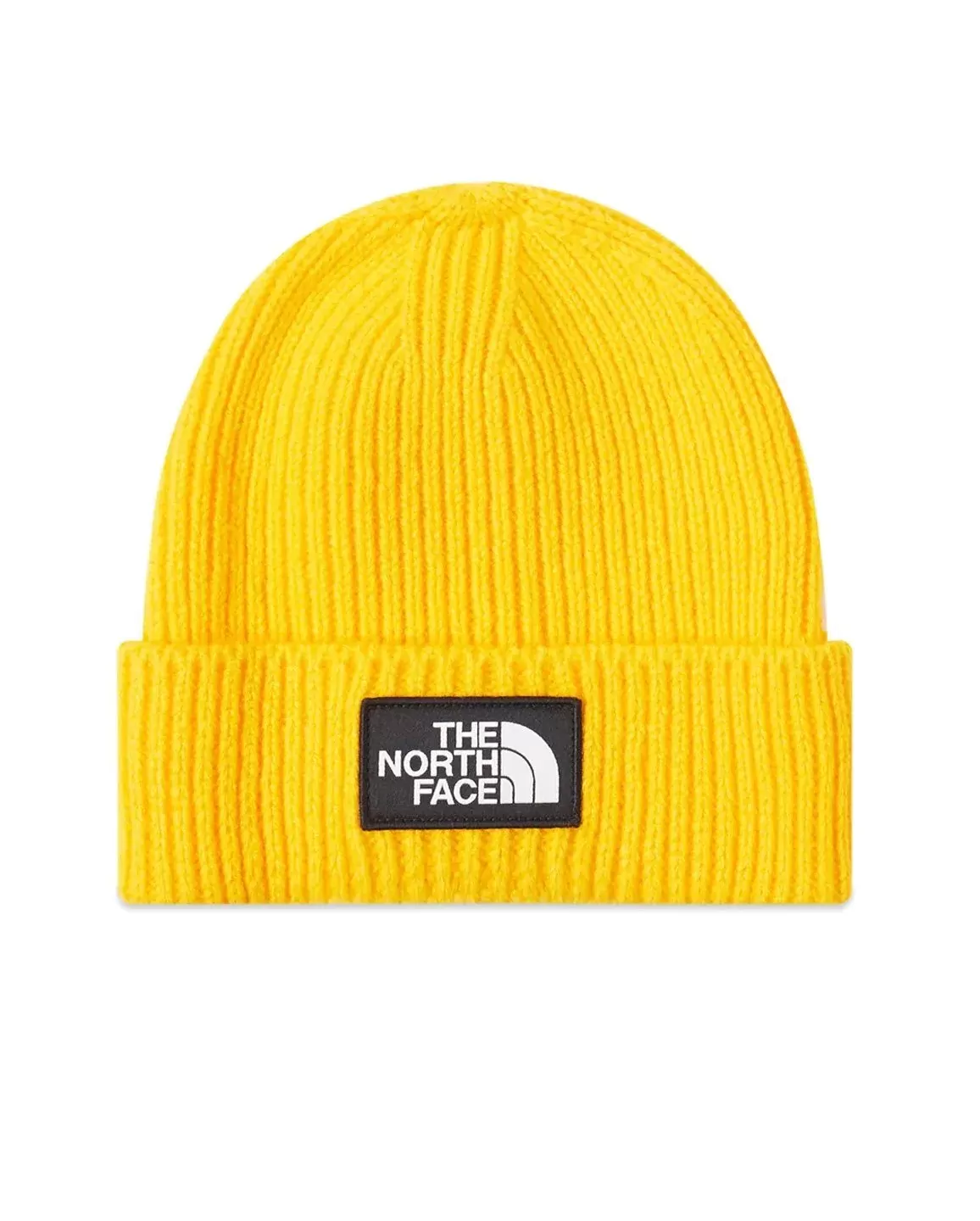 The North Face Logo Box Cuffed Beanie In Yollow