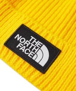 The North Face Logo Box Cuffed Beanie In Yollow