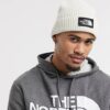 The North Face Logo Box Cuffed Beanie In White