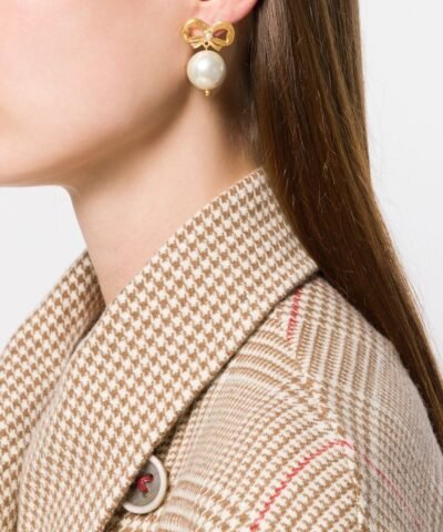 Simone Rocha Bow Detail Faux Pearl Drop Earrings