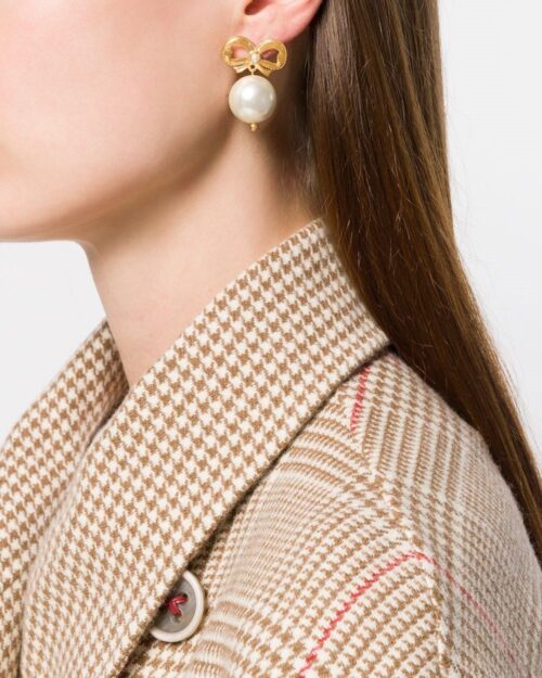 Simone Rocha Bow Detail Faux Pearl Drop Earrings