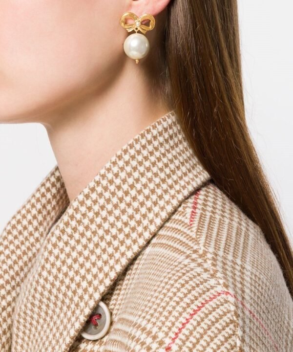 Simone Rocha Bow Detail Faux Pearl Drop Earrings