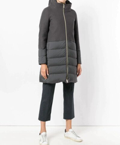 Herno Nuage Lightweight Mixed Media Down Coat In Grey