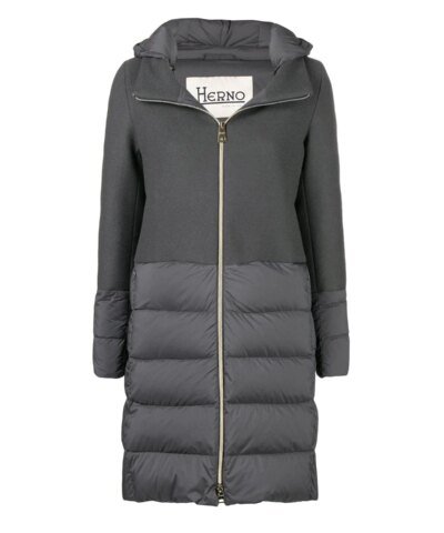 Herno Nuage Lightweight Mixed Media Down Coat In Grey