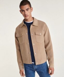 The Kooples Double-Sided Wool Jacket With Beige Pockets