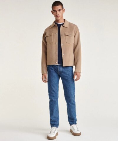 The Kooples Double-Sided Wool Jacket With Beige Pockets