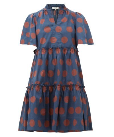 Sea Penny spot-print tiered cotton-blend dress