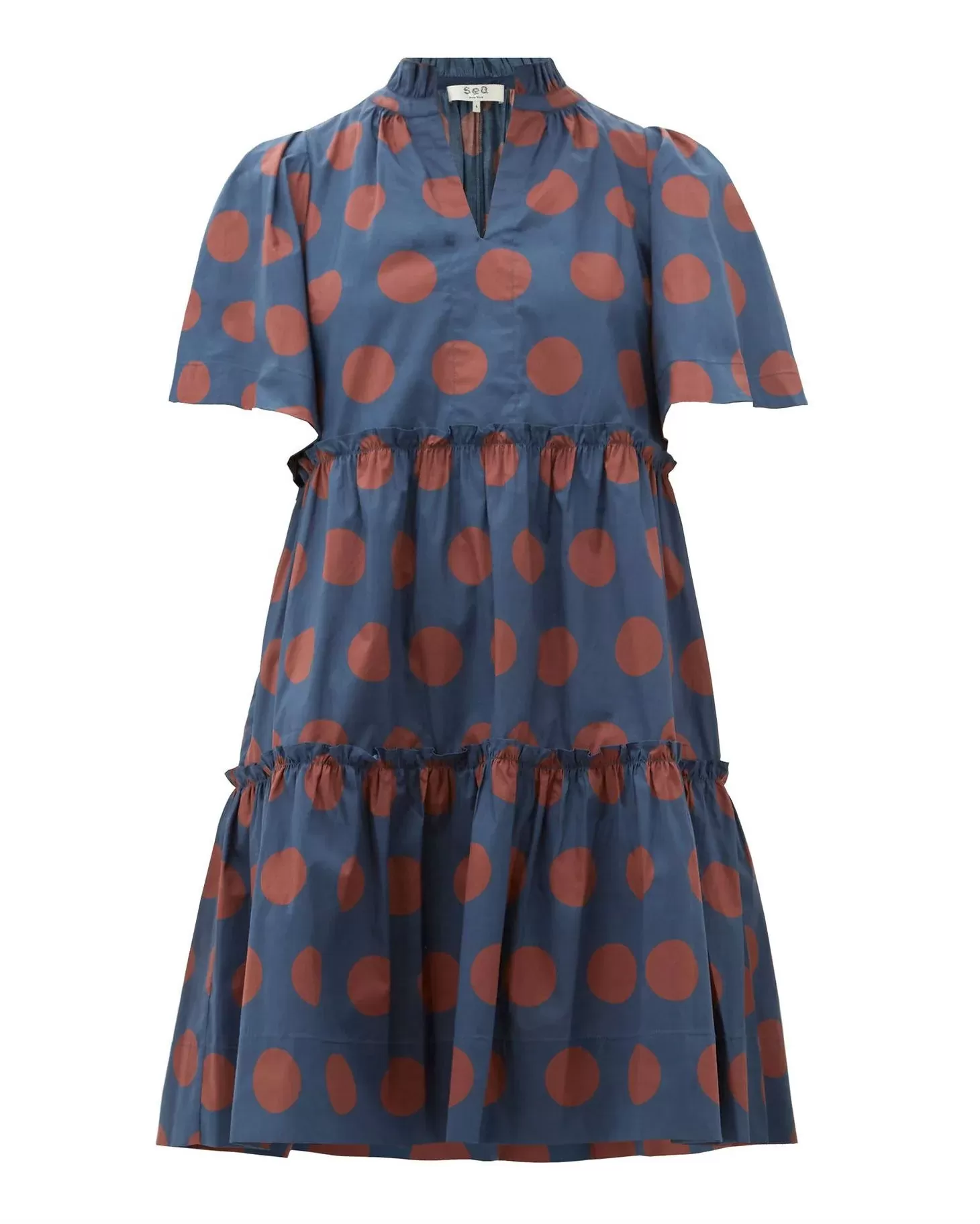 Sea Penny spot-print tiered cotton-blend dress