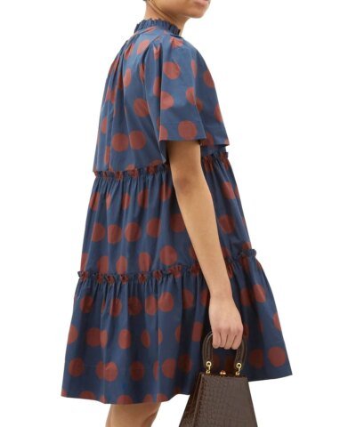 Sea Penny spot-print tiered cotton-blend dress