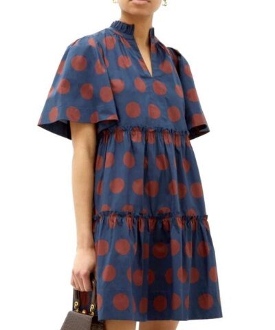 Sea Penny spot-print tiered cotton-blend dress