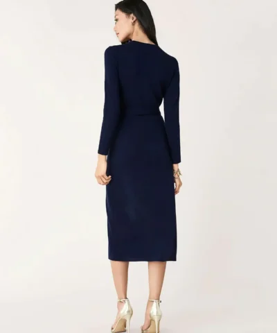 DVF Linda Cashmere Wrap Dress. Navy