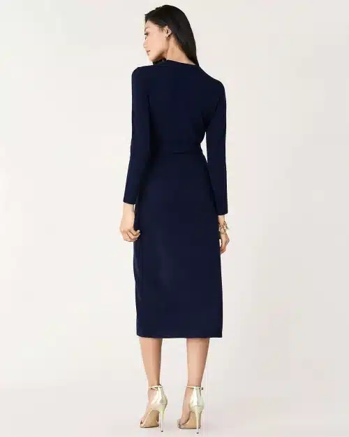 DVF Linda Cashmere Wrap Dress. Navy