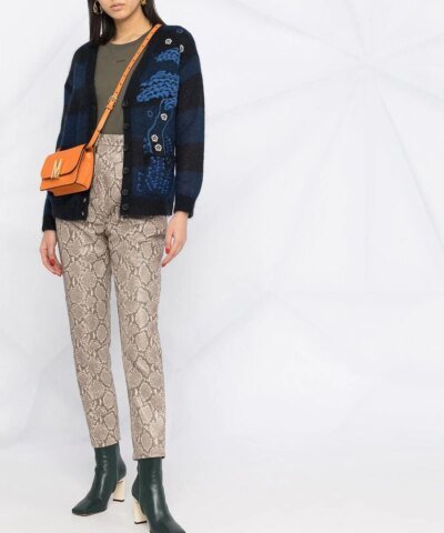 Red Valentino Asian Toile De Jouy Embroidered Mohair Cardigan