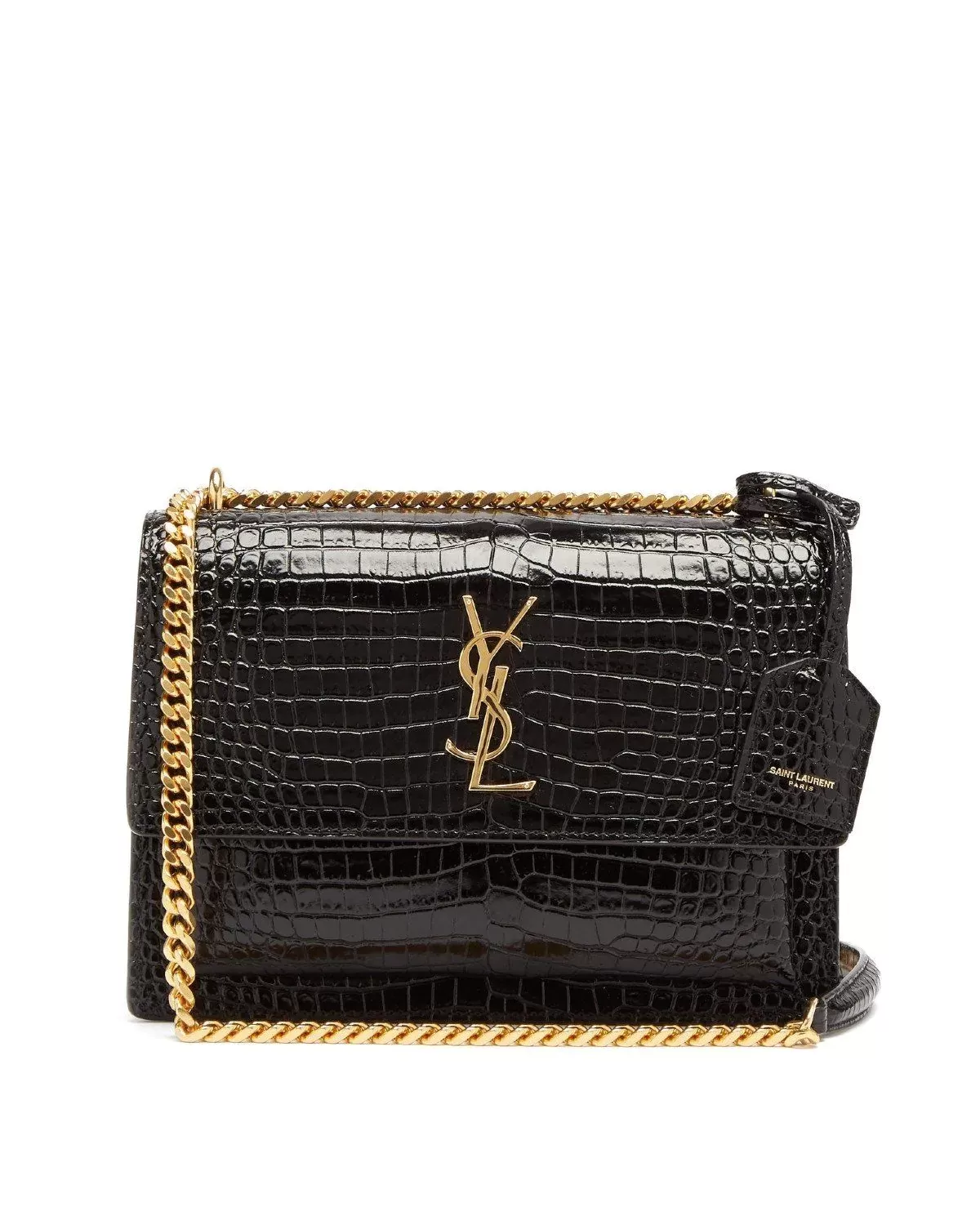 Saint Laurent Sunset Crocodile-Embossed Leather Bag