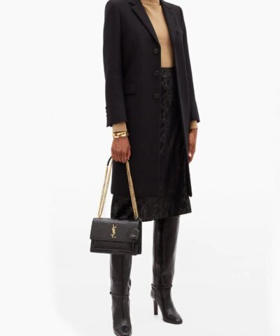 Saint Laurent Sunset Crocodile-Embossed Leather Bag